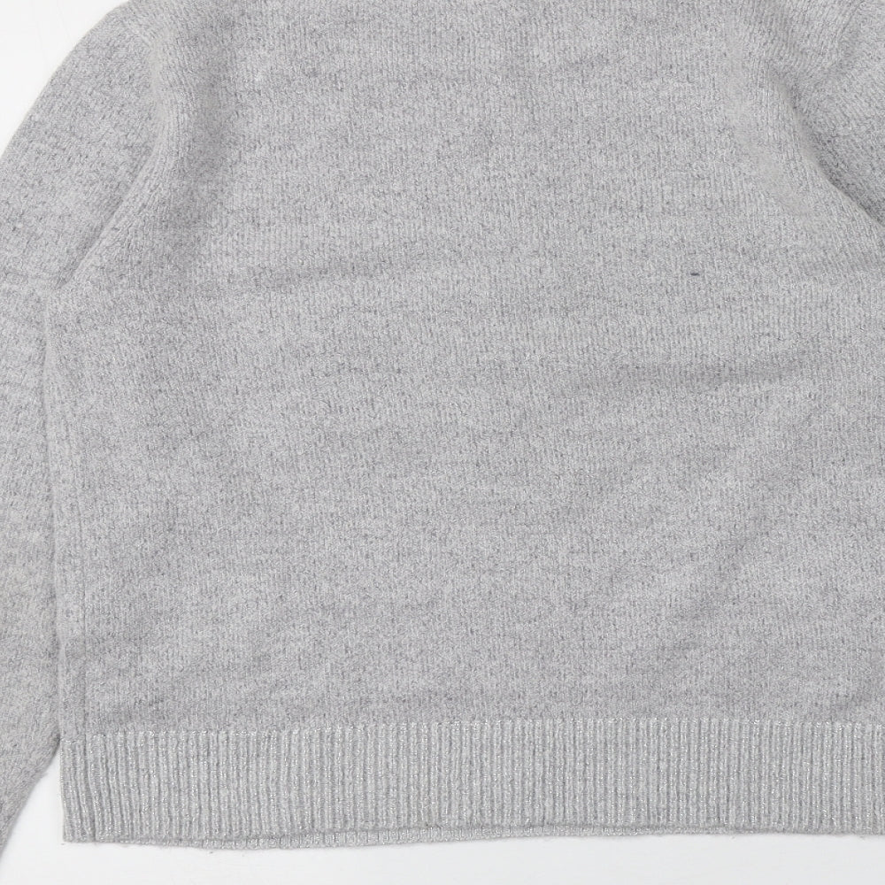 Oasis Womens Grey Round Neck  Acrylic Pullover Jumper Size M