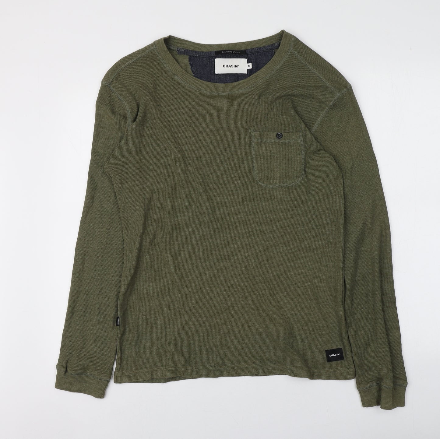CHASIN  Mens Green Round Neck  Cotton Pullover Jumper Size M