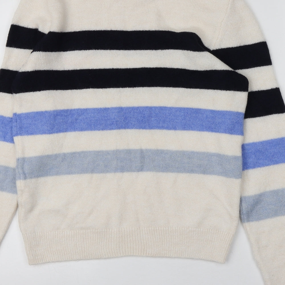 Papaya Womens Multicoloured Round Neck Striped Acrylic Pullover Jumper Size S