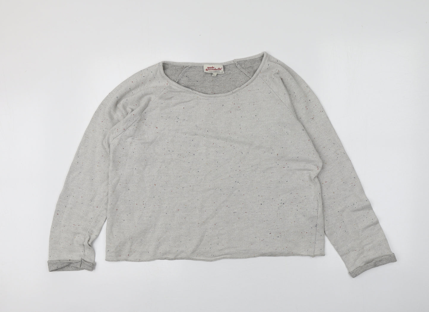 Annie Greenabelle Womens Grey  Cotton Basic T-Shirt Size M Round Neck