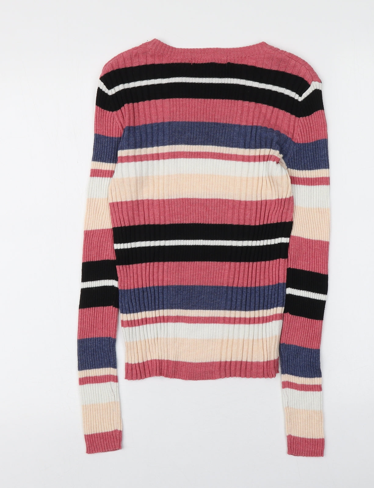 Atmosphere Womens Multicoloured Round Neck Striped Nylon Pullover Jumper Size 12