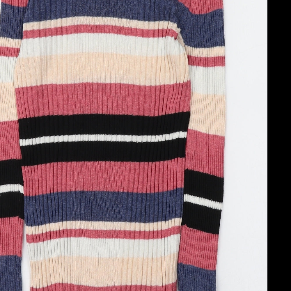 Atmosphere Womens Multicoloured Round Neck Striped Nylon Pullover Jumper Size 12