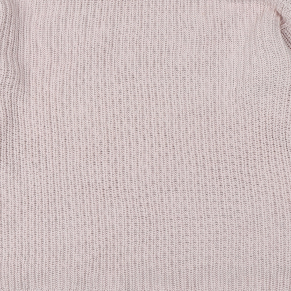 M&S Womens Pink Square Neck  100% Cotton Pullover Jumper Size 12