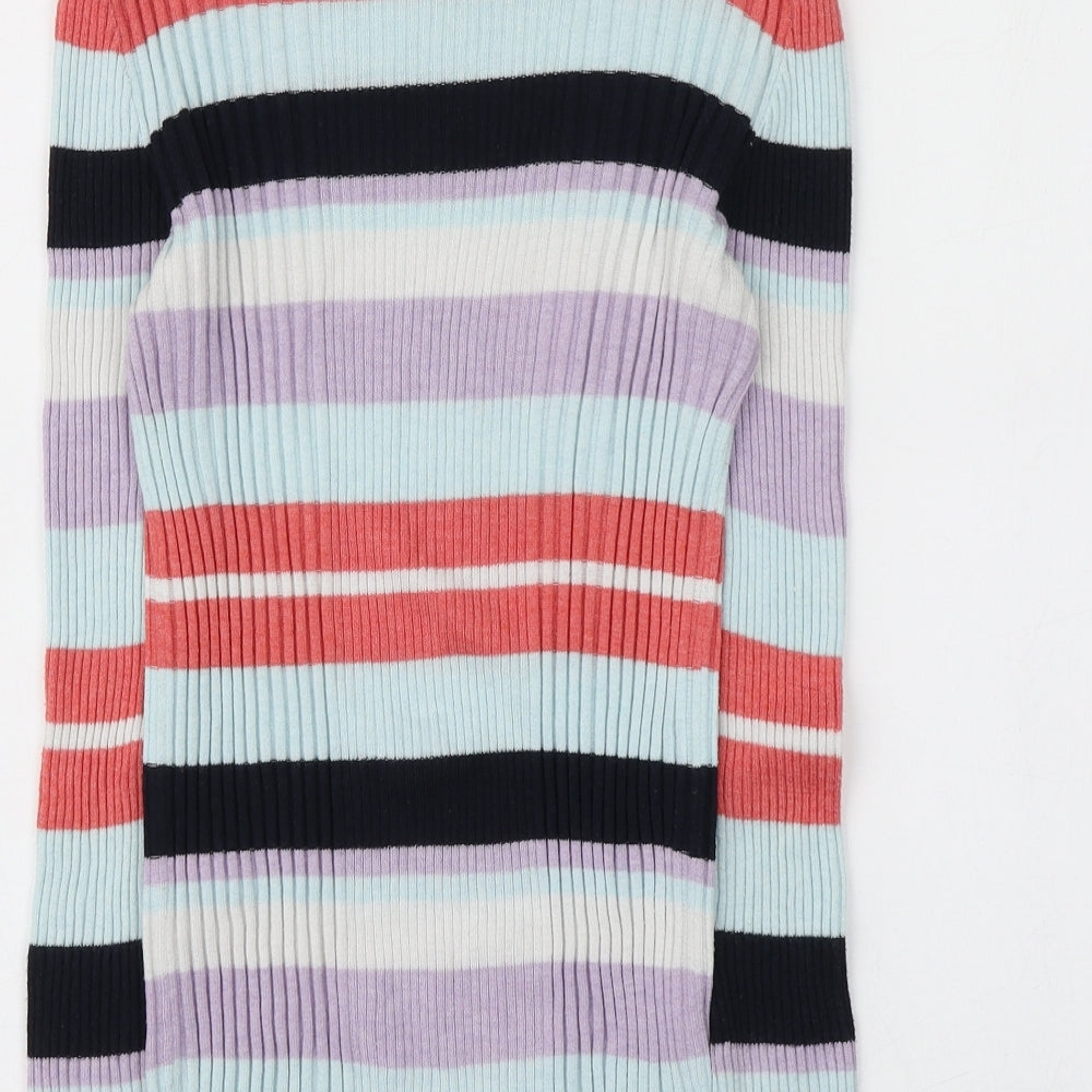 Atmosphere Womens Multicoloured Round Neck Striped Nylon Pullover Jumper Size 12