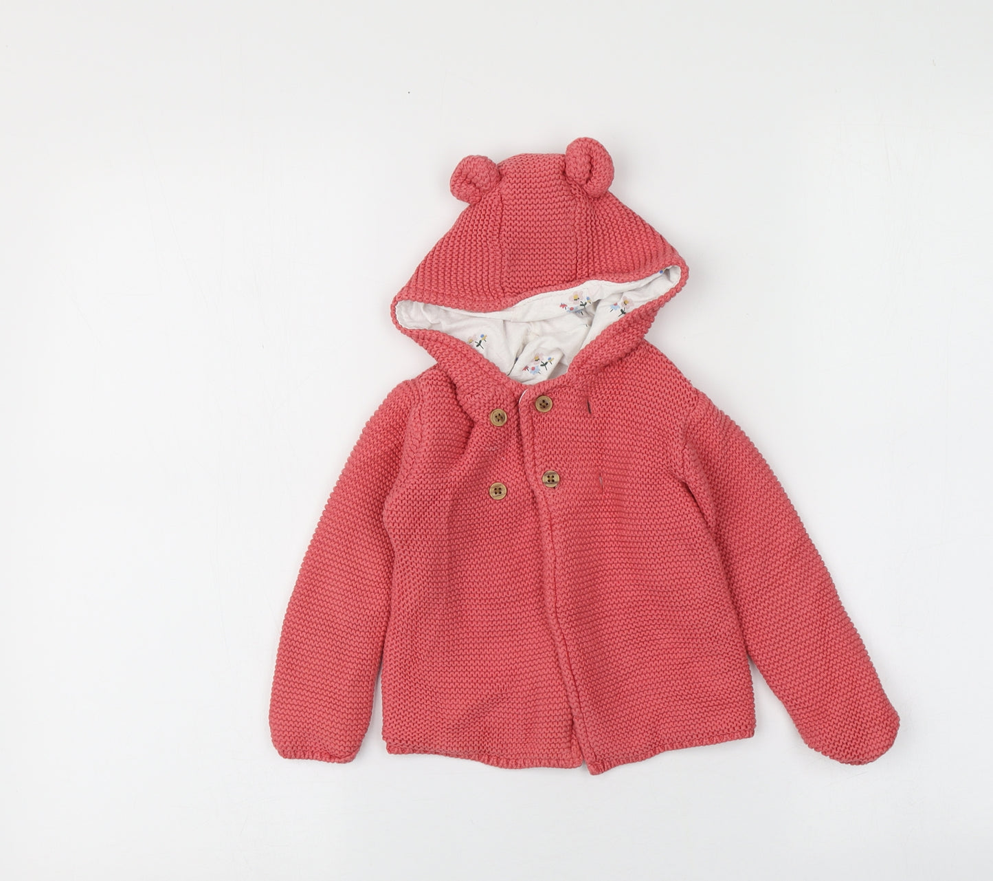 M&S  Pink  100% Cotton Cardigan Jumper Size 18-24 Months