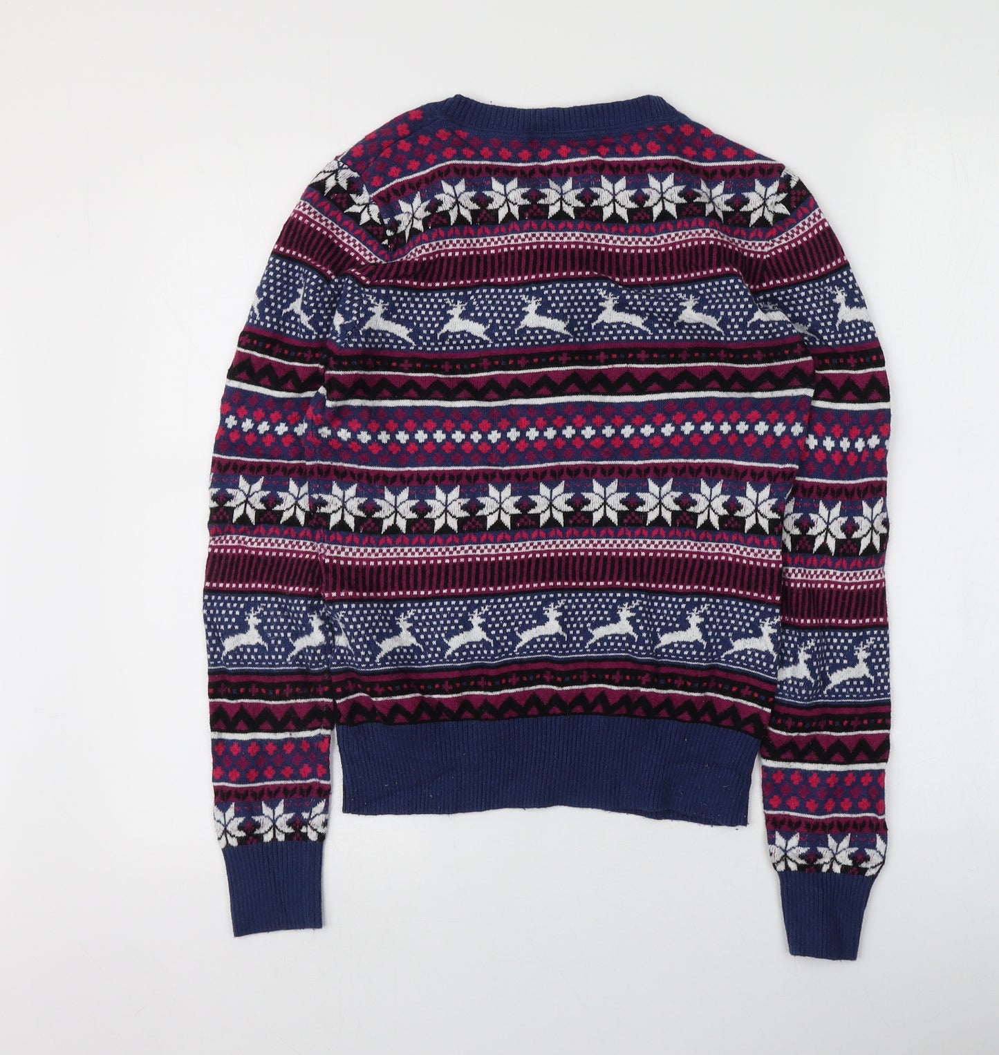 MANTARAY PRODUCTS Womens Multicoloured Round Neck Plaid Cotton Cardigan Jumper Size 10   - Santa Jumper