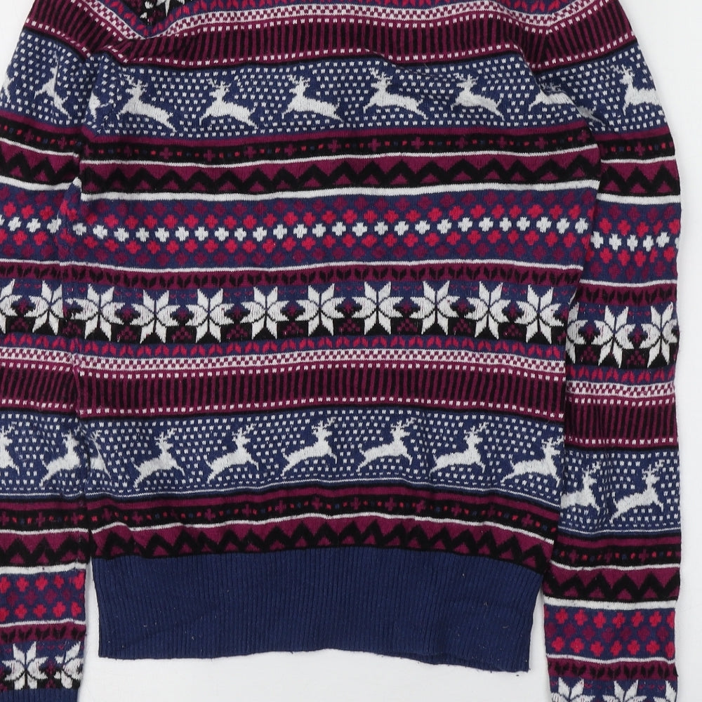 MANTARAY PRODUCTS Womens Multicoloured Round Neck Plaid Cotton Cardigan Jumper Size 10   - Santa Jumper