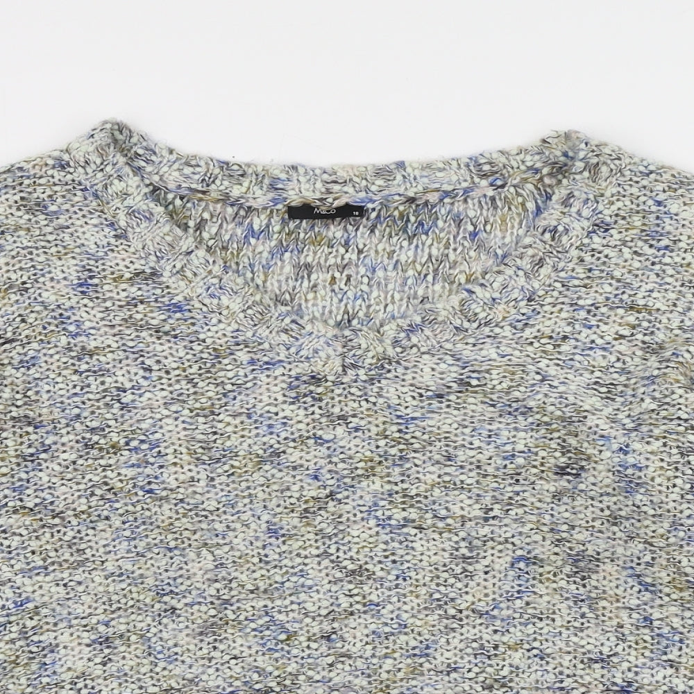 M&Co Womens Multicoloured V-Neck  Acrylic Pullover Jumper Size 18
