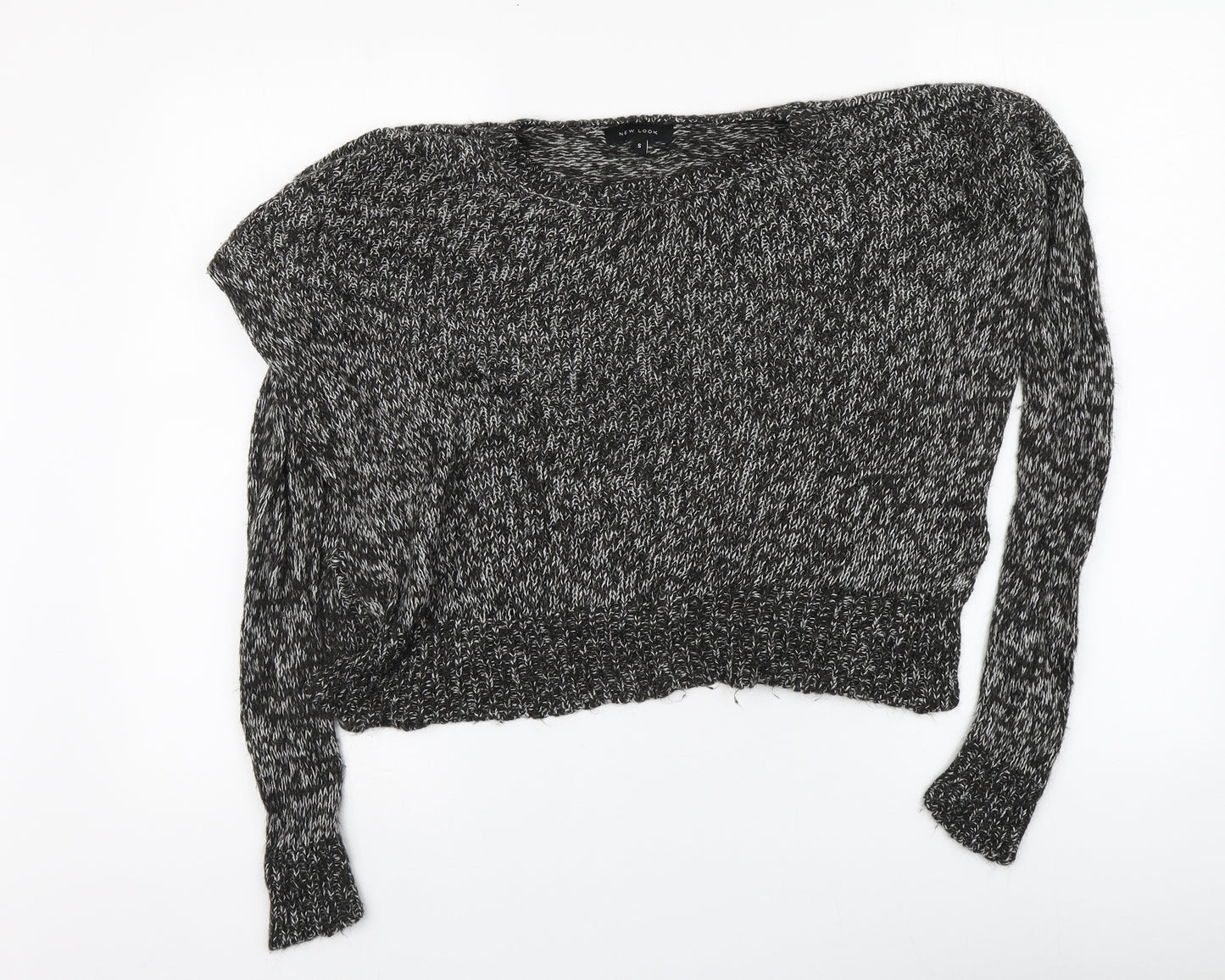 New Look Womens Black Round Neck  Acrylic Pullover Jumper Size S