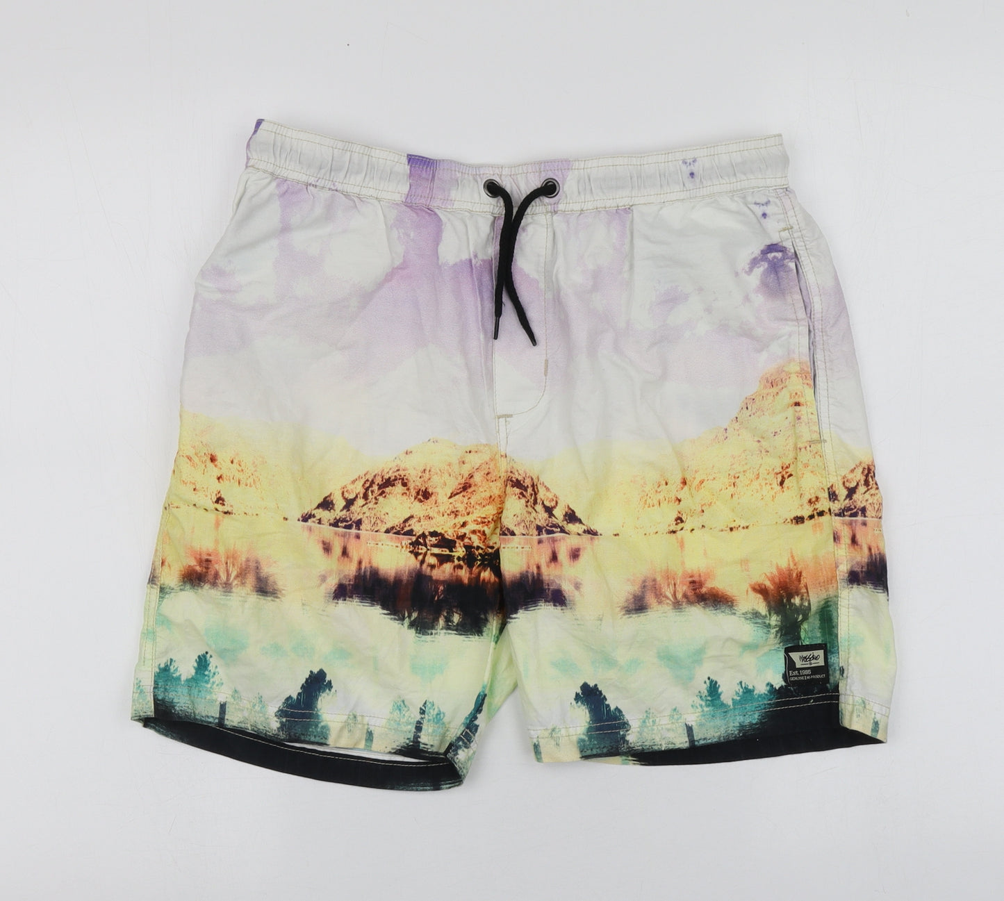 Mossimo Mens Multicoloured Geometric Cotton Sweat Shorts Size M L10 in Regular