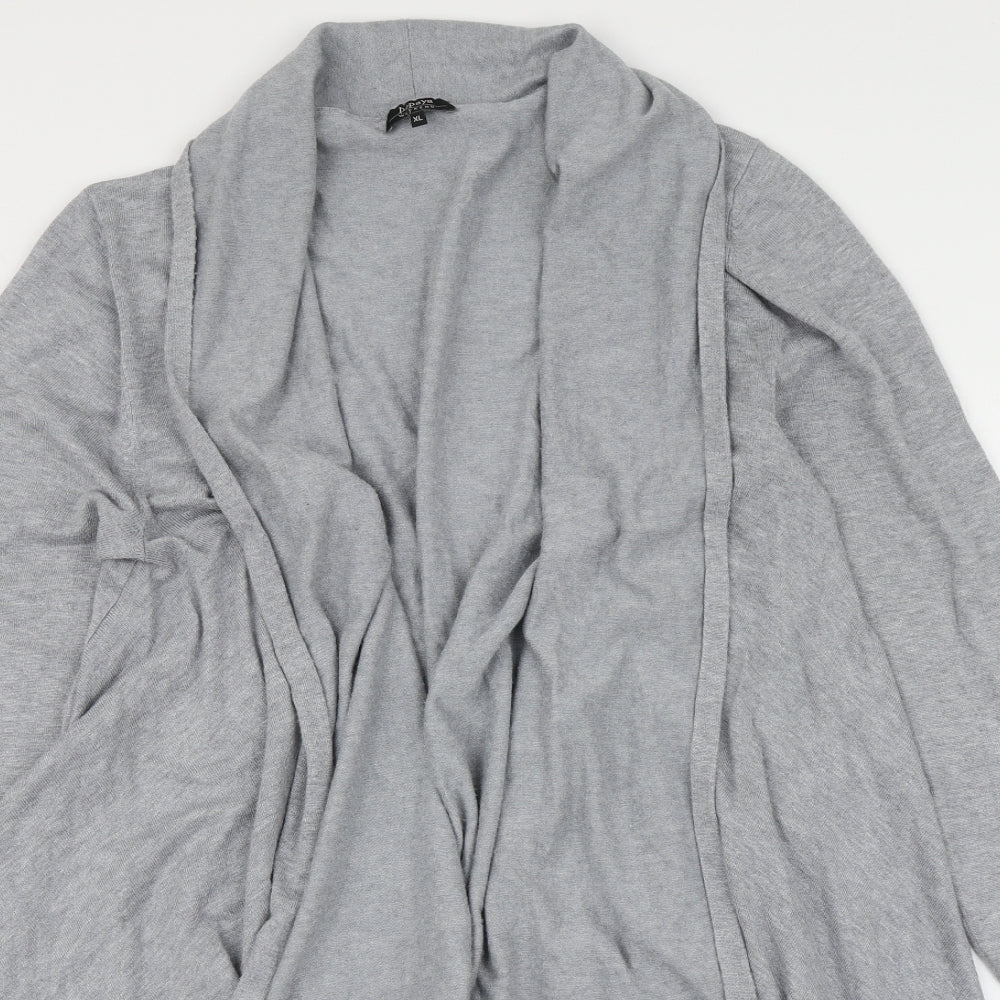 Papaya Womens Grey V-Neck  Viscose Cardigan Jumper Size XL