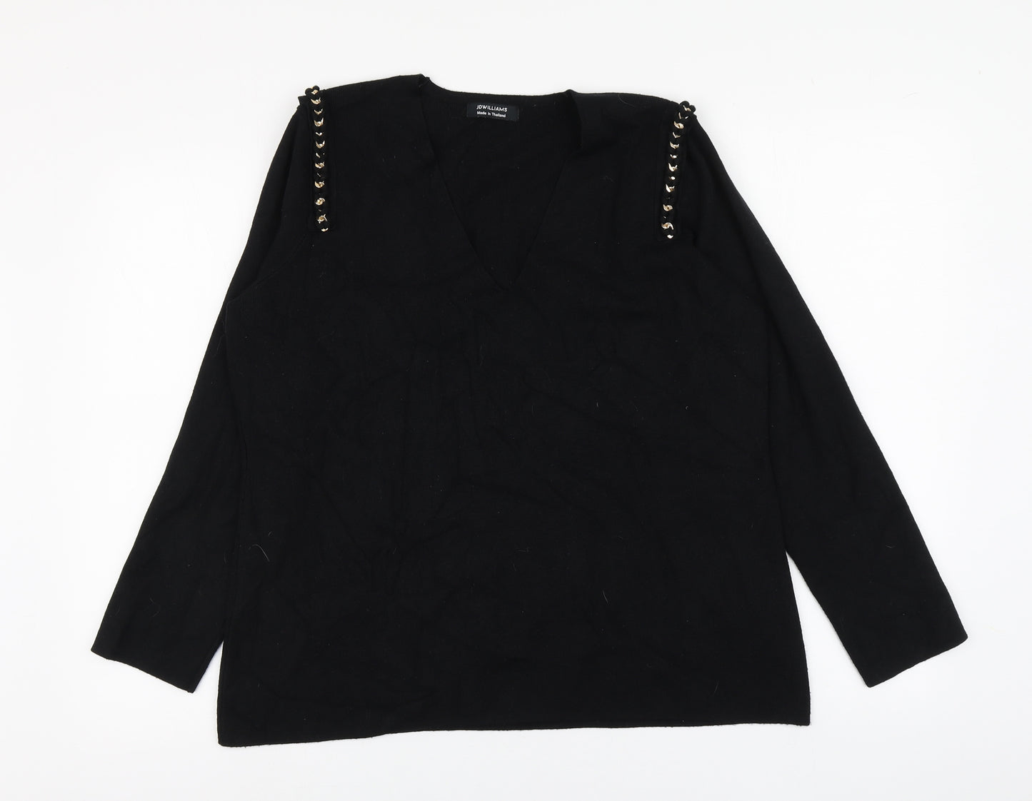 JDWILLAMS Womens Black Round Neck  Viscose Pullover Jumper Size 16