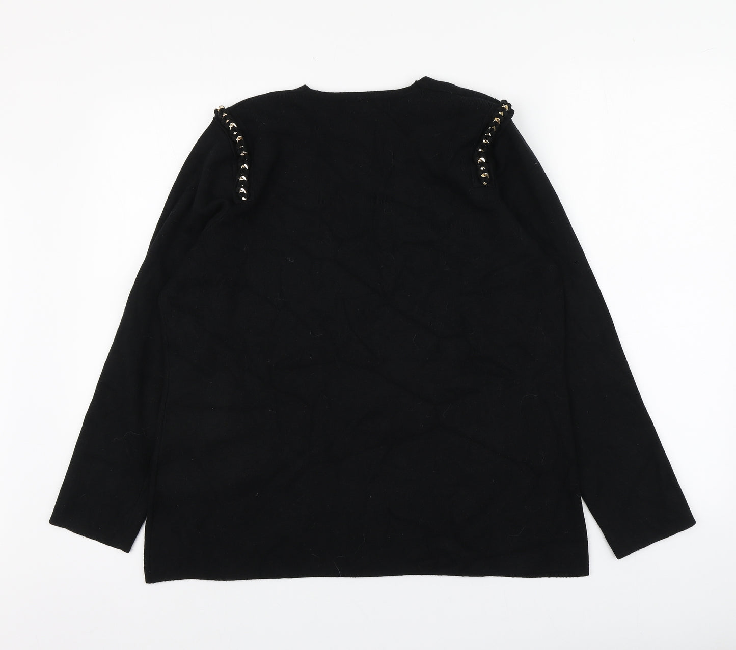 JDWILLAMS Womens Black Round Neck  Viscose Pullover Jumper Size 16