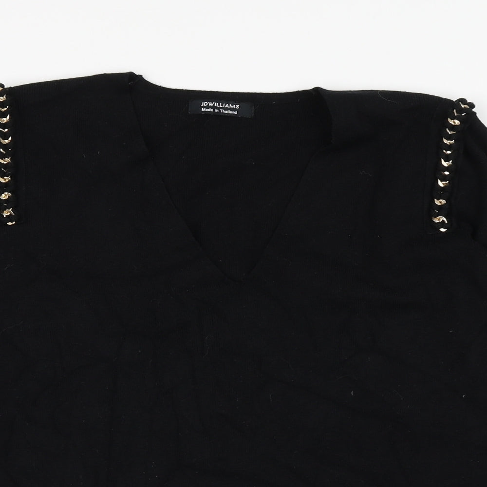 JDWILLAMS Womens Black Round Neck  Viscose Pullover Jumper Size 16
