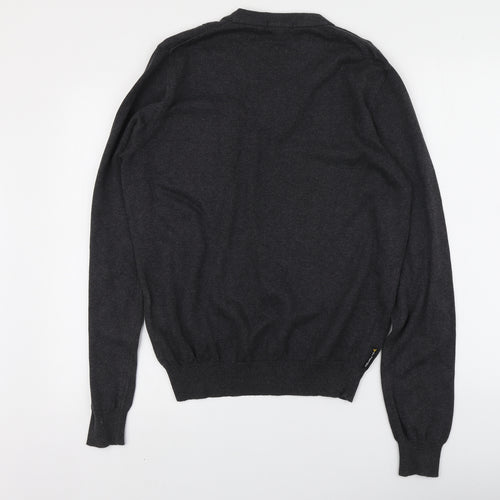 Voi Jeans Mens Grey V-Neck  Cotton Pullover Jumper Size M