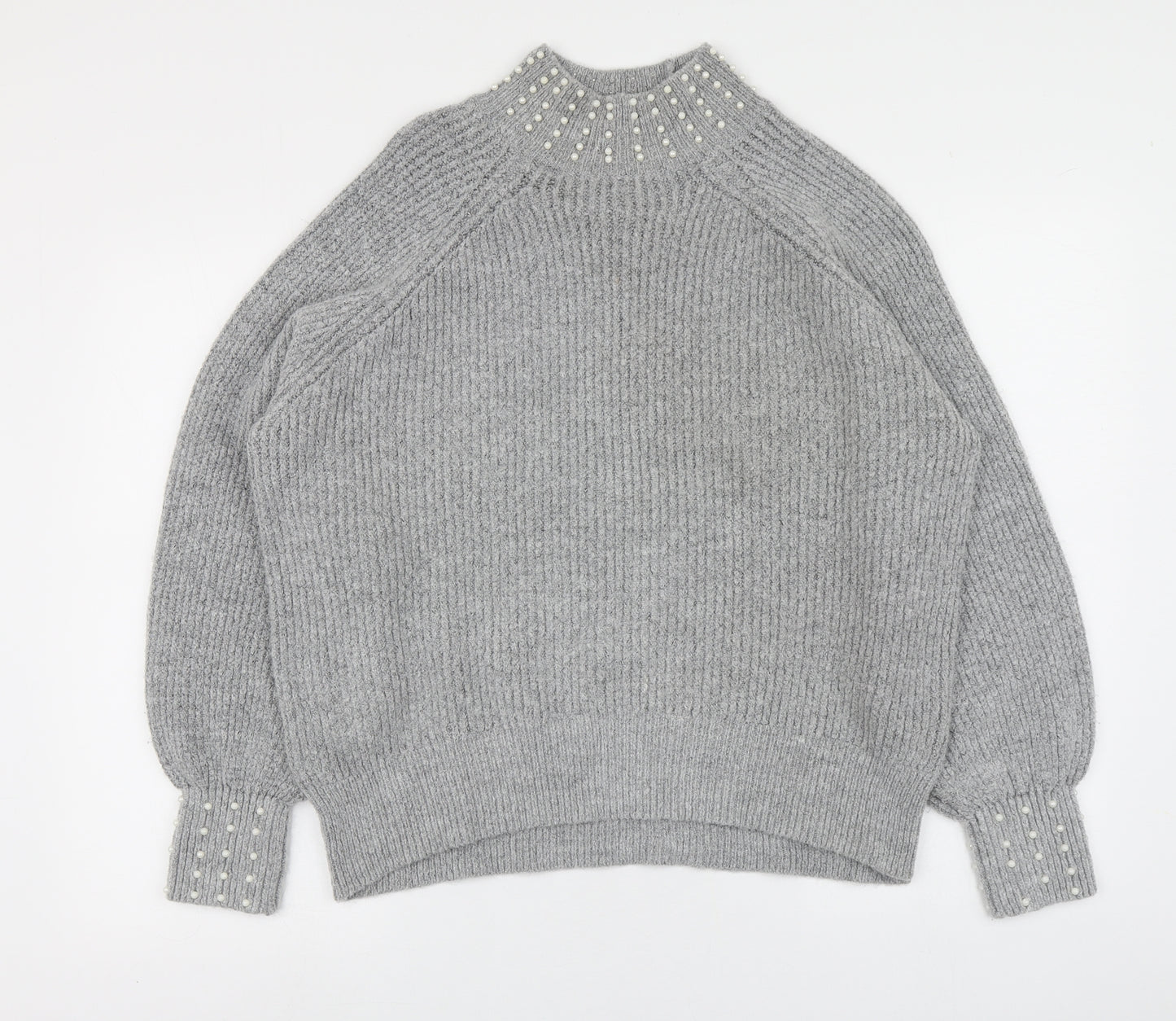 Walls Womens Grey Round Neck  Acrylic Pullover Jumper Size M