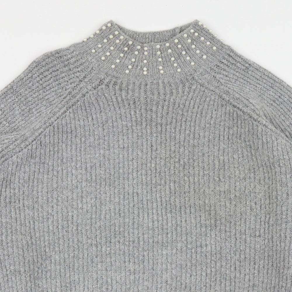 Walls Womens Grey Round Neck  Acrylic Pullover Jumper Size M