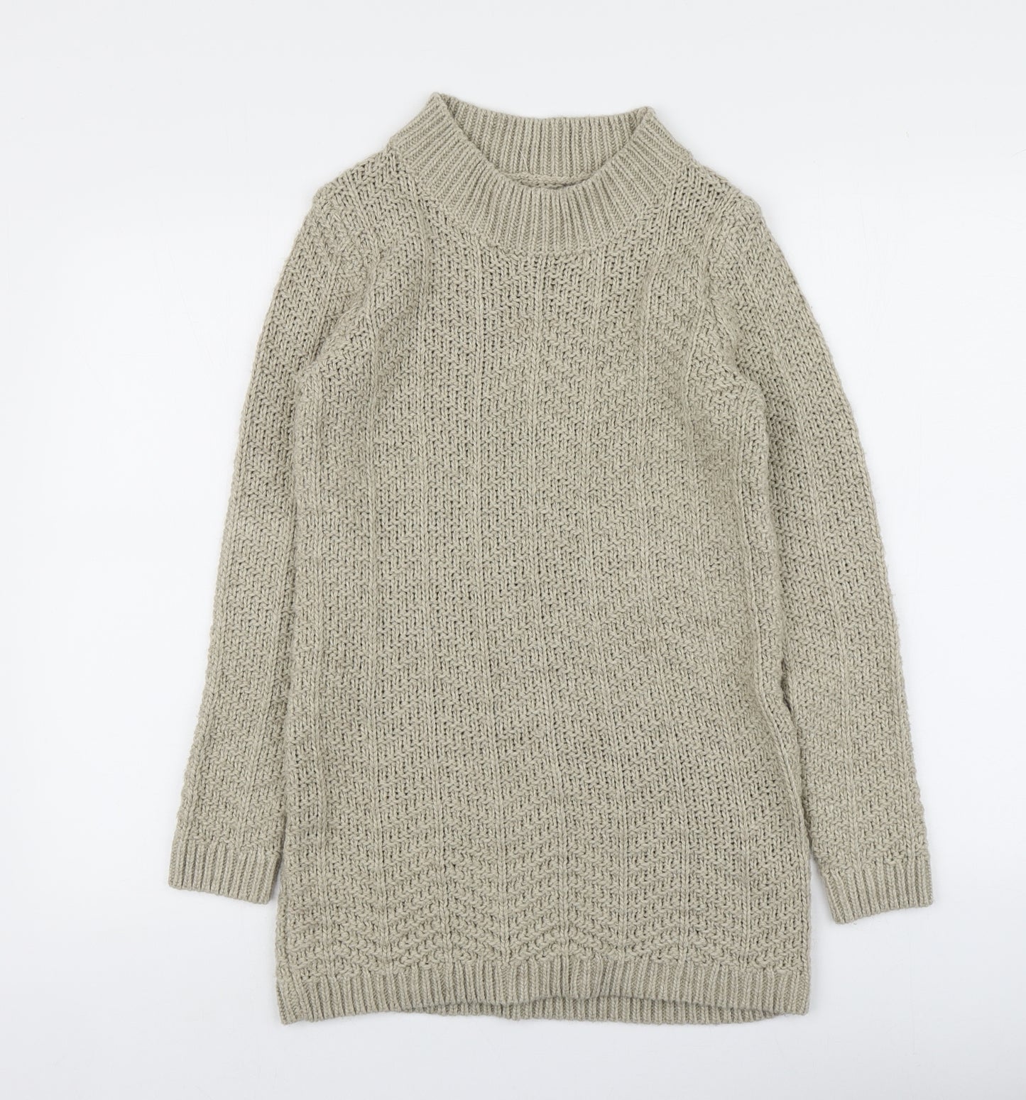 Papaya Womens Beige Round Neck  Acrylic Pullover Jumper Size S
