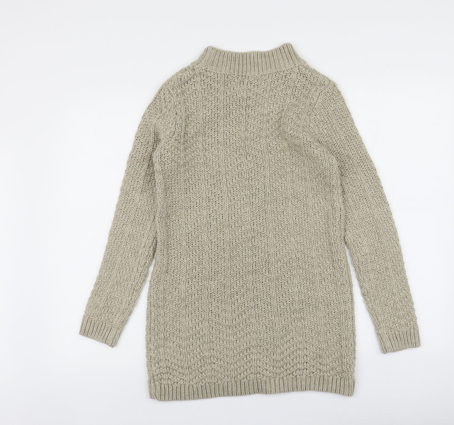 Papaya Womens Beige Round Neck  Acrylic Pullover Jumper Size S