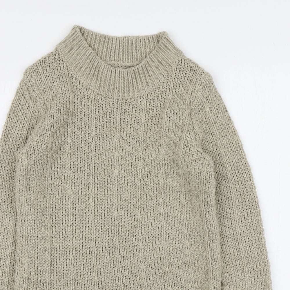 Papaya Womens Beige Round Neck  Acrylic Pullover Jumper Size S