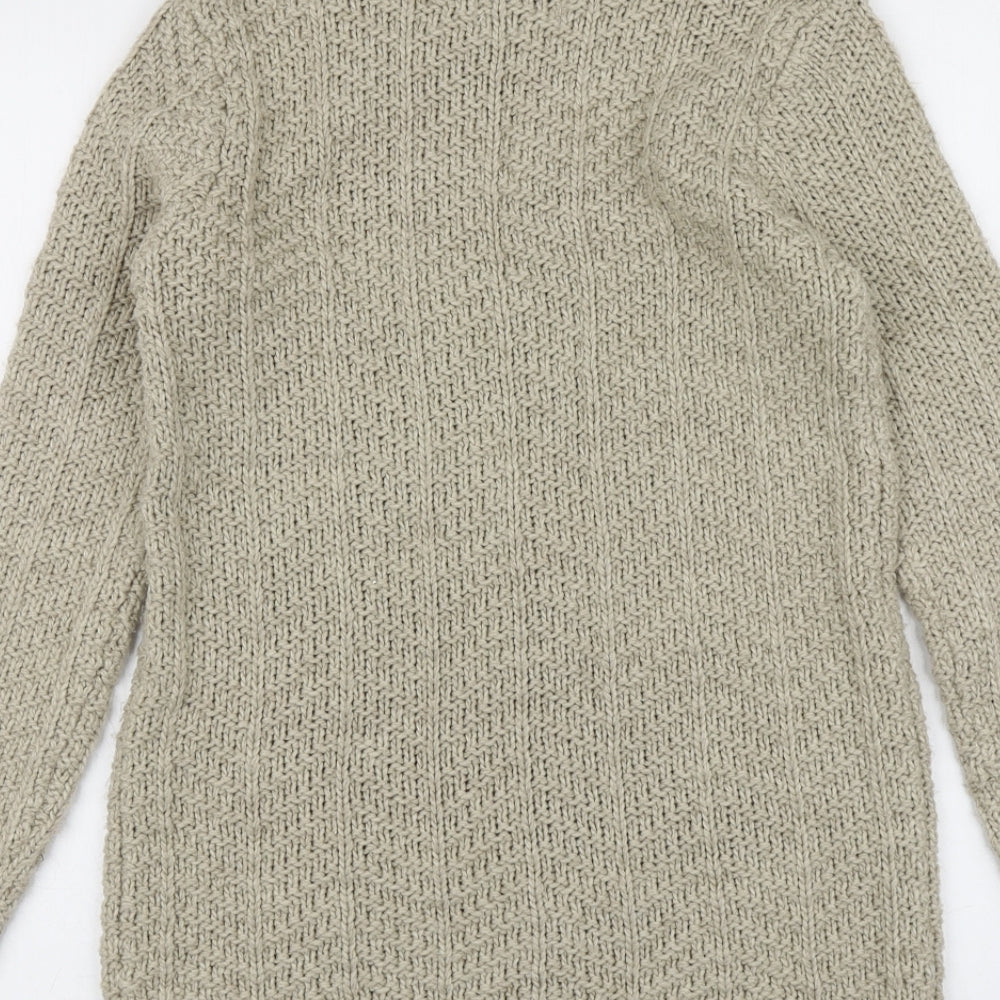Papaya Womens Beige Round Neck  Acrylic Pullover Jumper Size S