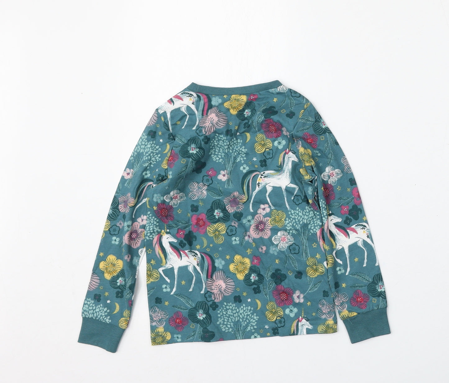 TU Girls Blue Geometric Cotton Basic T-Shirt Size 3-4 Years Round Neck