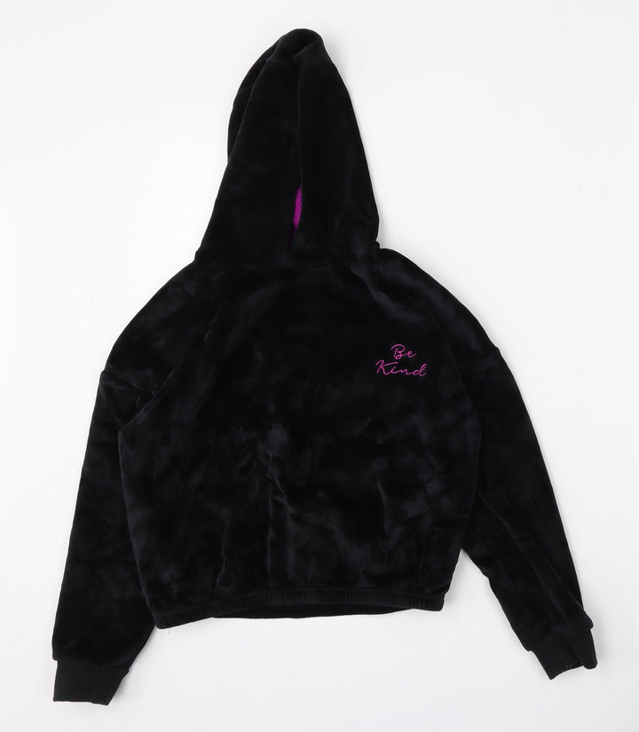Dunnes Stores Girls Black Polyester Pullover Hoodie Size XS