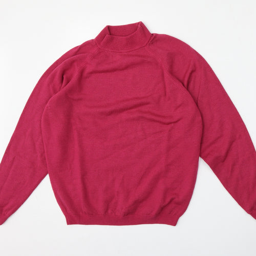 Preworn Womens Pink Mock Neck  Polyester Pullover Jumper Size M