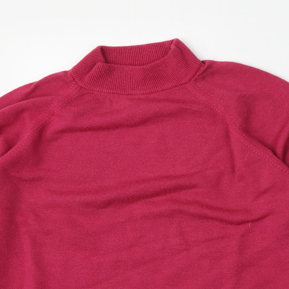 Preworn Womens Pink Mock Neck  Polyester Pullover Jumper Size M