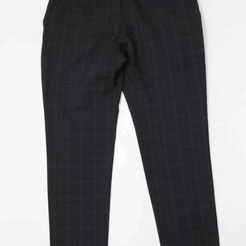 Atmosphere Womens Grey Check Polyester Trousers  Size 12 L30 in Regular Zip