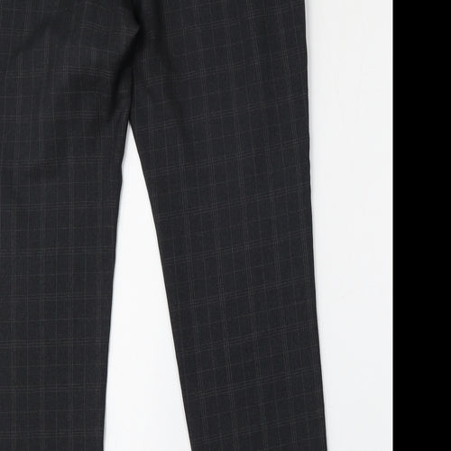 Atmosphere Womens Grey Check Polyester Trousers  Size 12 L30 in Regular Zip