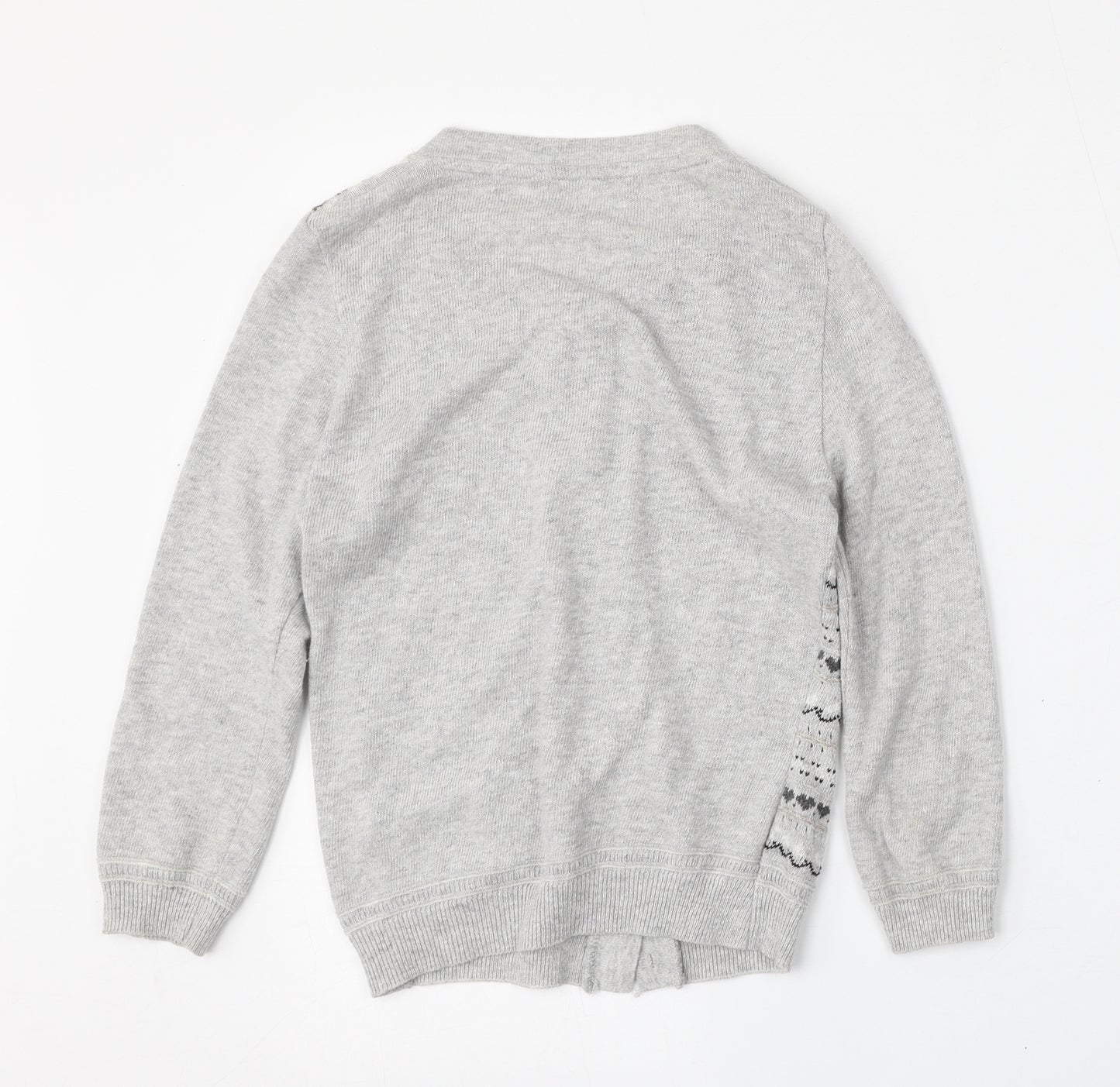 Atmosphere Womens Grey Round Neck Geometric Polyester Cardigan Jumper Size 10