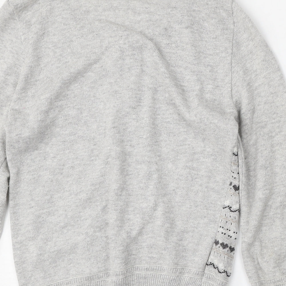 Atmosphere Womens Grey Round Neck Geometric Polyester Cardigan Jumper Size 10