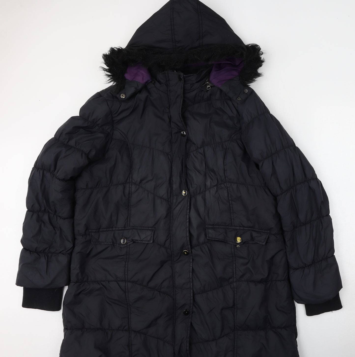 Yours Womens Black   Puffer Jacket Jacket Size 20  Zip