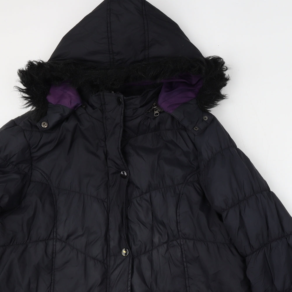 Yours Womens Black   Puffer Jacket Jacket Size 20  Zip