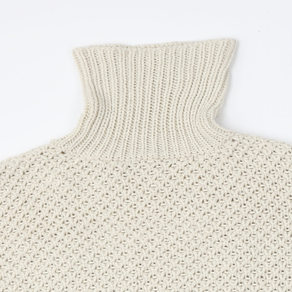 Primark Girls Beige High Neck  Acrylic Pullover Jumper Size 9-10 Years