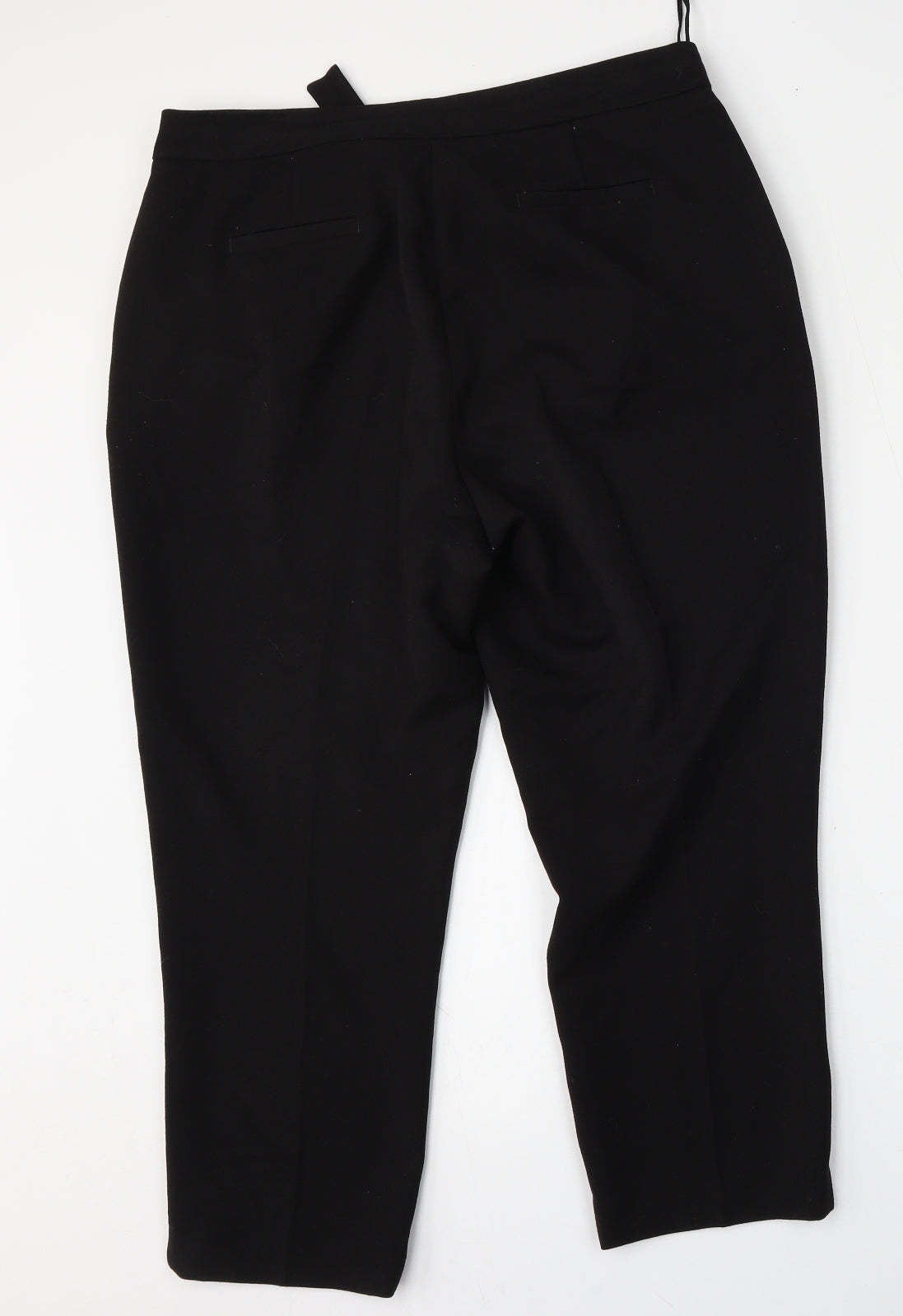 F&F Womens Black  Polyester Trousers  Size 14 L24 in Regular Hook & Eye