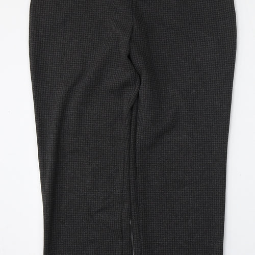Marks and Spencer Womens Grey Houndstooth Viscose Trousers  Size 12 L28 in Regular