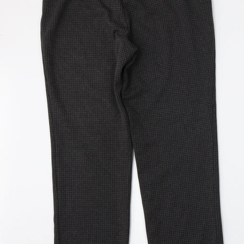 Marks and Spencer Womens Grey Houndstooth Viscose Trousers  Size 12 L28 in Regular