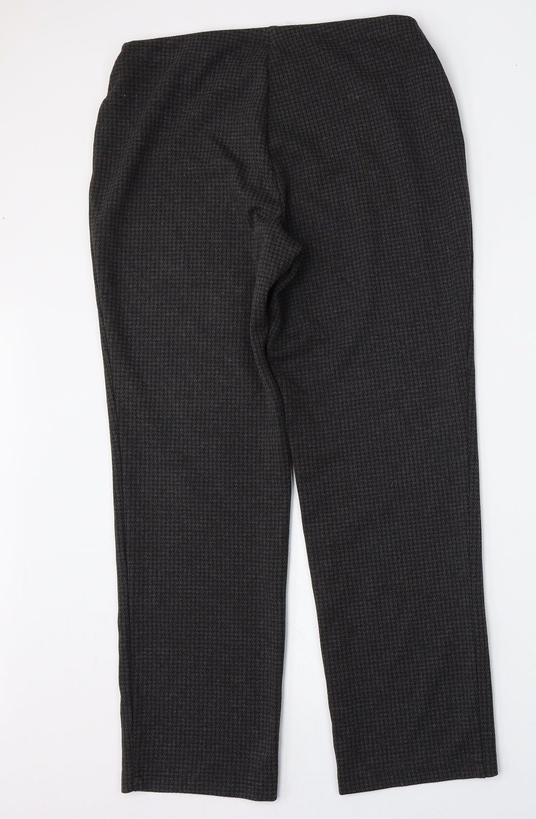 Marks and Spencer Womens Grey Houndstooth Viscose Trousers  Size 12 L28 in Regular