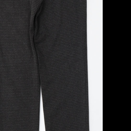 Marks and Spencer Womens Grey Houndstooth Viscose Trousers  Size 12 L28 in Regular