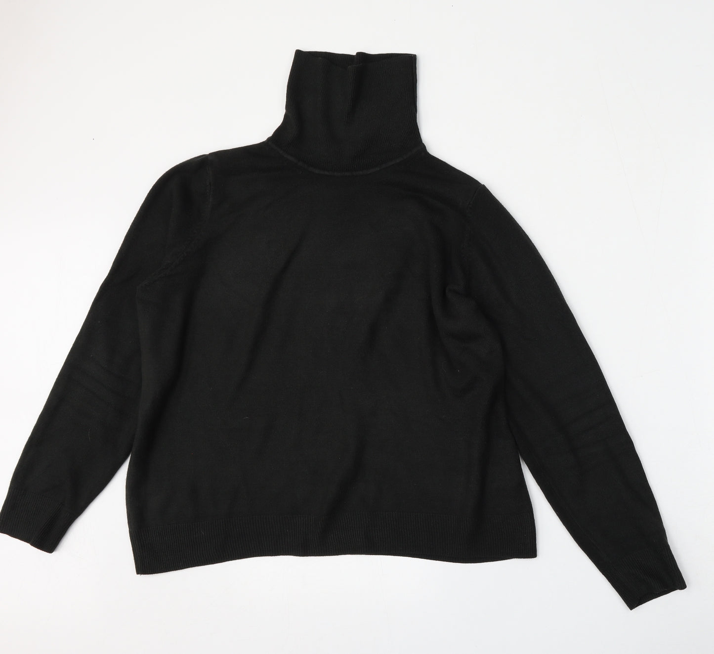 Marks and Spencer Womens Black High Neck  Acrylic Pullover Jumper Size 16