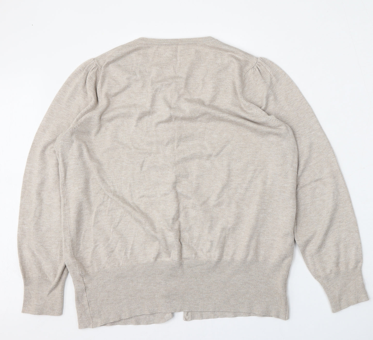 Preworn Womens Beige Round Neck  Polyester Cardigan Jumper Size L