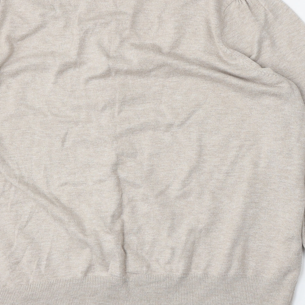 Preworn Womens Beige Round Neck  Polyester Cardigan Jumper Size L