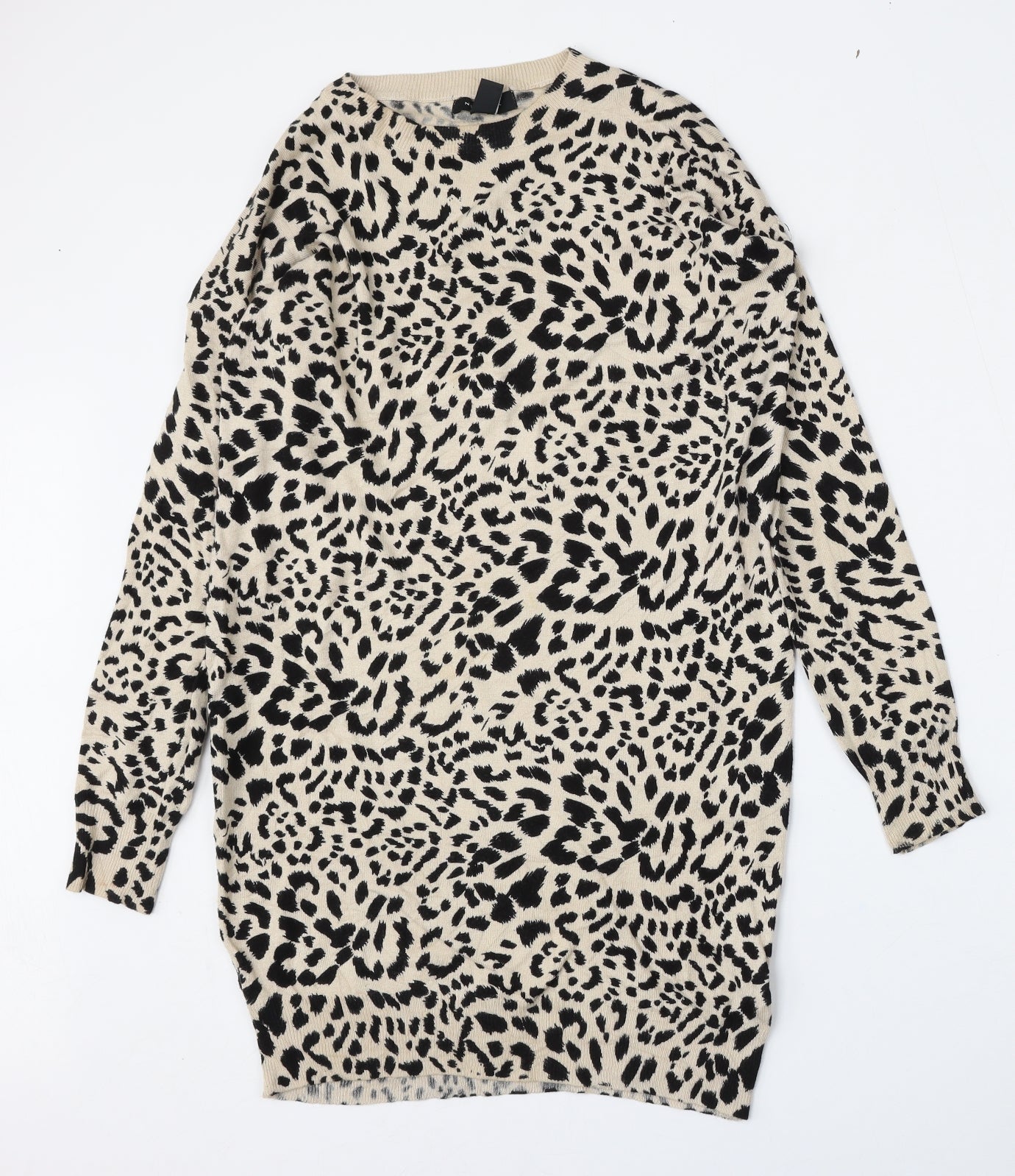 New Look Womens Multicoloured Round Neck Animal Print Viscose Pullover Jumper Size S