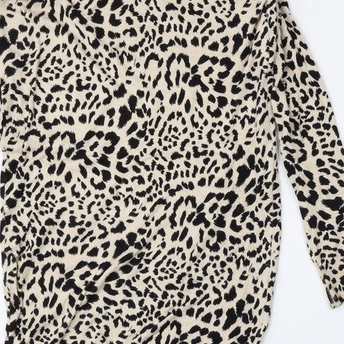New Look Womens Multicoloured Round Neck Animal Print Viscose Pullover Jumper Size S