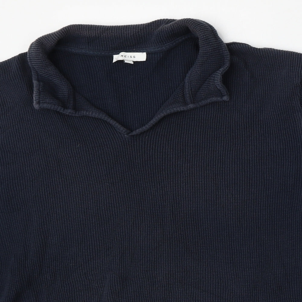 Reiss Mens Blue  Cotton  Polo Size 2XL Collared
