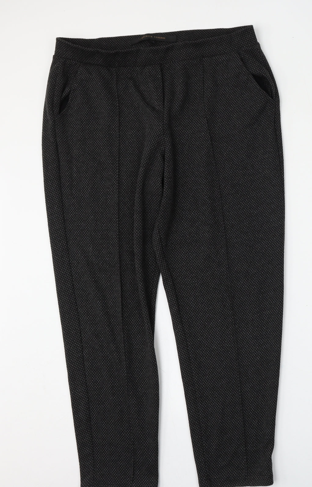 NEXT Womens Grey Geometric Polyester Trousers  Size 16 L28 in Regular
