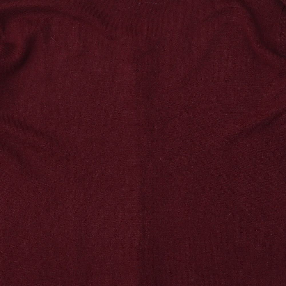 Preworn Womens Red Round Neck  Polyester Cardigan Jumper Size L