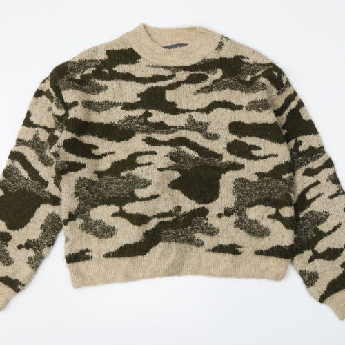 Primark Womens Multicoloured Round Neck Camouflage Acrylic Pullover Jumper Size 10